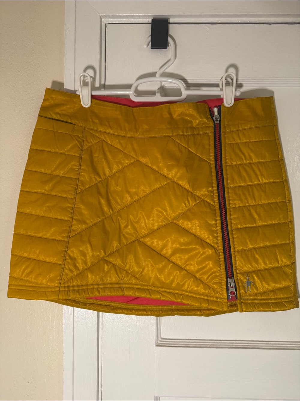 Smartwool Quilted Mini Skirt in Mustard Yellow with Pink Lining